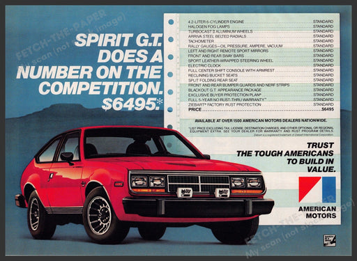 AMC Spirit G.T. 1980s Print Advertisement 1982 American Motors Corporation Fetch-the-Paper
