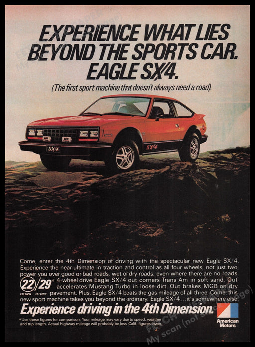 American Motors Eagle SX/4 Car 1980s Print Advertisement Ad 1980 Fetch the Paper!