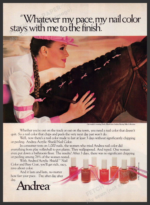 Andrea Nail Color 1980s Print Advertisement 1982 Horse Hand Andrea