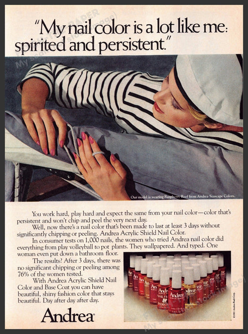 Andrea Nails 1980s Print Advertisement 1981 Sailor Girl Andrea