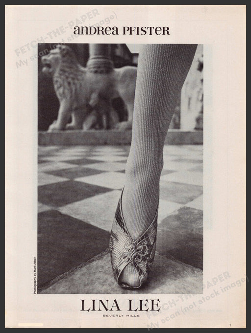 Andrea Pfister Shoes 1980s Print Advertisement Ad 1981 Lina Lee Fetch-the-Paper