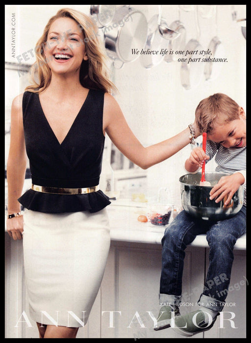 Ann Taylor 2010s Magazine Print Ad 2013 Kate Hudson Little Boy Kitchen Bowl Ann Taylor