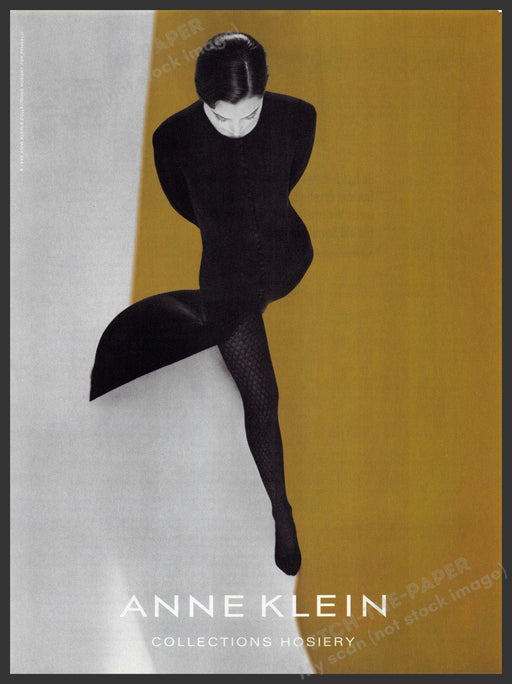Anne Klein Hosiery 1990s Print Advertisement 1993 Leg Pattern Fetch-the-Paper