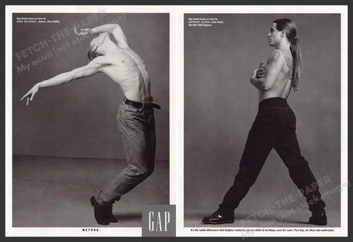 Anthony Kiedis & Igor Zelensky for Gap 1990s Magazine Photo Front & Back 1992 Fetch the Paper!