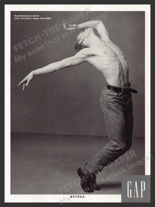 Anthony Kiedis & Igor Zelensky for Gap 1990s Magazine Photo Front & Back 1992 Fetch the Paper!