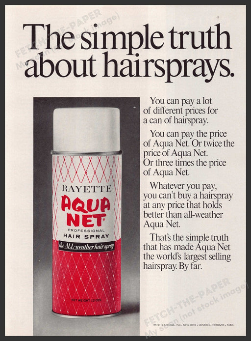 Aqua Net Hair Hairsprays 1960s Print Advertisement Ad 1969 Hair Spray Promo Fetch the Paper!