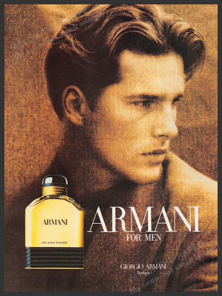 Vintage 1990 Armani Cologne Sepia Print Ad for Men — Fetch-the-Paper