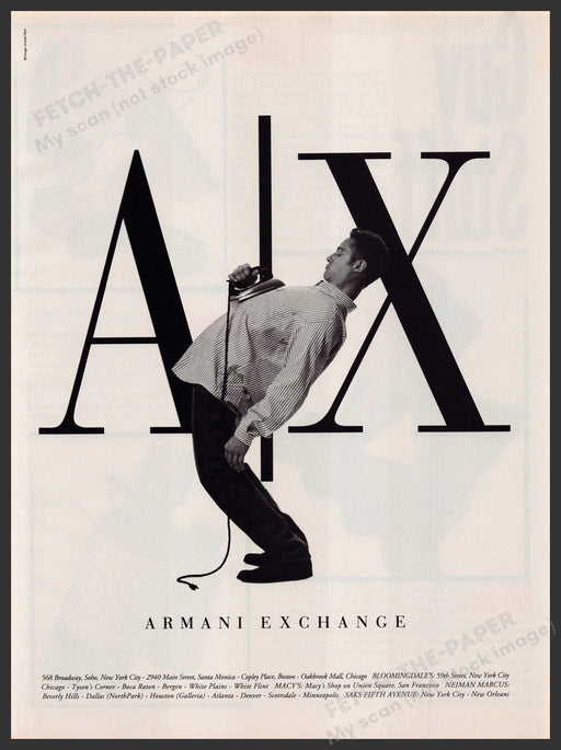 Armani Exchange 1990s Print Advertisement Ad 1992 Guy Ironing His Shirt Fetch-the-Paper