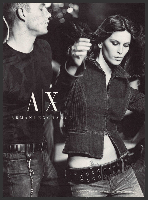 Armani Exchange A/X 2000s Print Advertisement Ad 2002 Jeans Couple Low Rise Armani Exchange