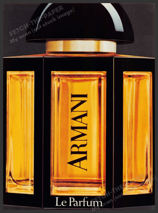 Armani Le Parfum Large Bottle 1980s Print Advertisement Ad 1982 Fetch the Paper!