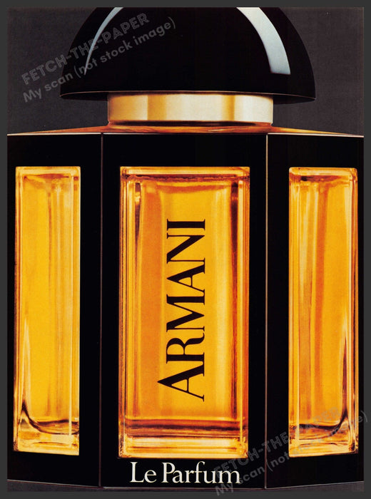 Armani Le Parfum Large Bottle 1980s Print Advertisement Ad 1982 Fetch the Paper!