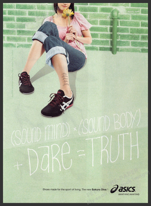 Asics Shoes Legs 2000s Print Advertisement 2008 Truth = Sound Mind & Body + Dare Fetch-the-Paper