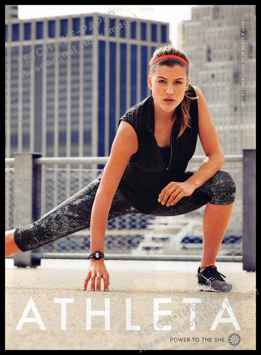 Athleta 2010s Magazine Print Ad 2014 Legs Stretching Athlete "Power to the She" Athleta