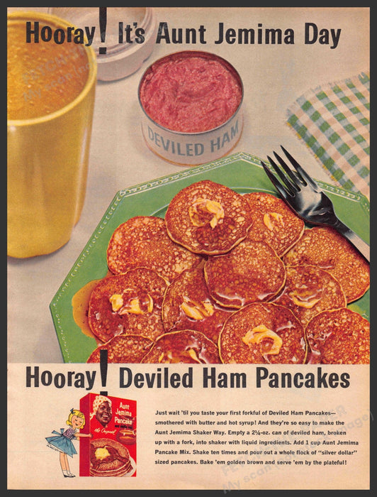 Aunt Jemima Pancake 1960s Print Advertisement Ad 1961 Deviled Ham Pancakes Aunt Jemima