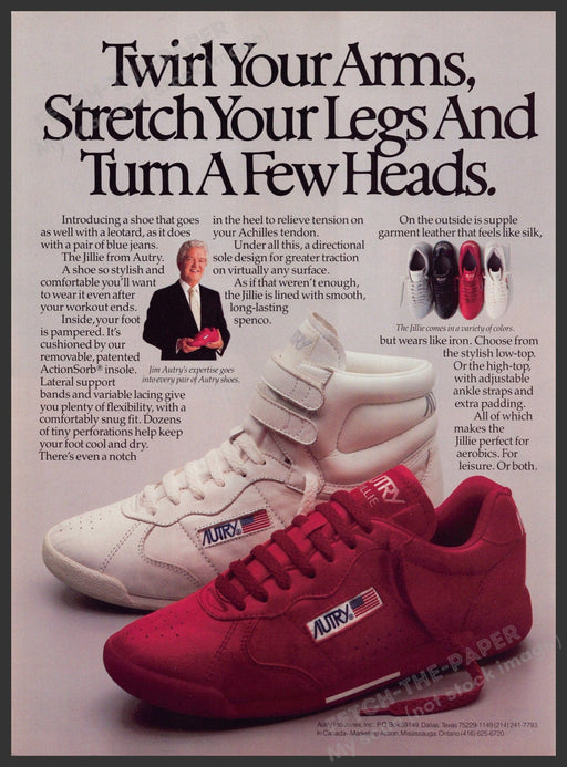Autry Shoes 1980s Print Advertisement 1986 "Turn a few heads" Fetch-the-Paper