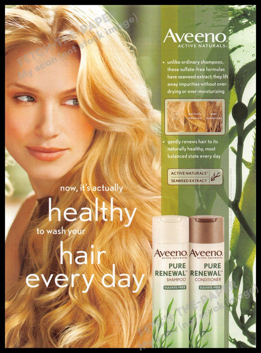 Aveeno 2010s Print Advertisement 2013 Blonde Renewal Hair (Not the product) Aveeno