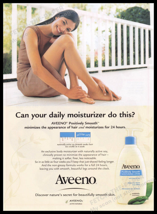 Aveeno Moisturizer 2000s Print Advertisement Ad 2004 Legs Sweet Model Fetch the Paper!