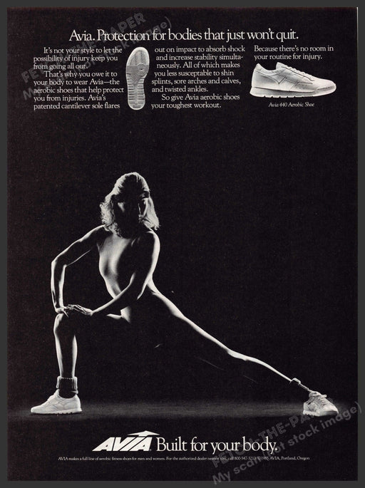 Avia 1980s Magazine Print Advertisement 1985 440 Aerobic Shoe Legs Long Avia