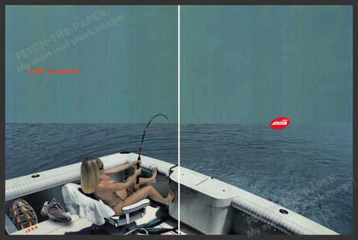 Avia Shoes 2000s Print Advertisement (2 page centerfold) 2001 Deep Sea Fishing Fetch-the-Paper