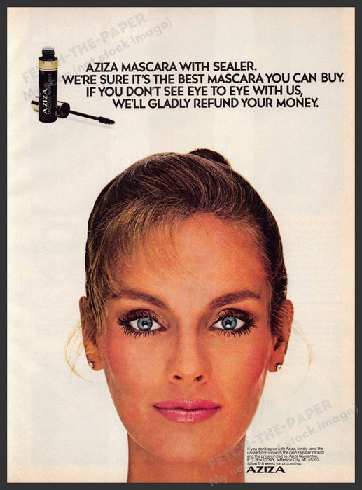 Aziza Mascara 1980s Print Advertisement 1981 "Eye to eye" Aziza