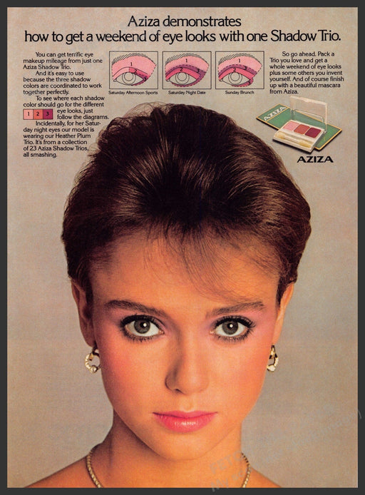 Aziza Shadow Trio 1980s Print Advertisement 1982 Weekend Color Eye Aziza