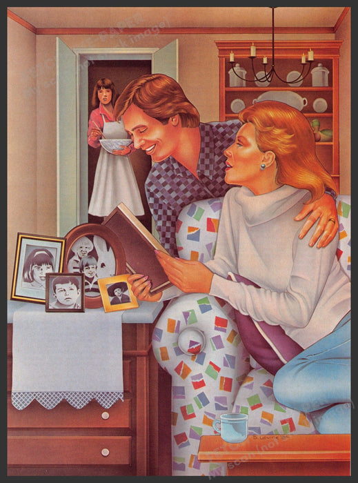 B. Levine Artist 1980s Magazine Illustration 1984 Jealous Wife Fetch-the-Paper