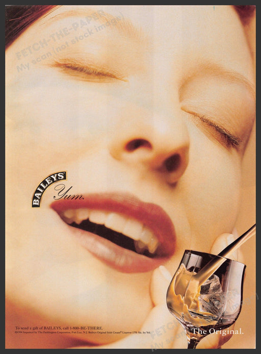 Baileys 1990s Print Advertisement 1995 Yum "The original" Face Pour Drink Baileys