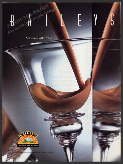 Baileys Irish Cream 1990s Print Advertisement Ad 1991 "An evening to reflect on" Fetch the Paper!
