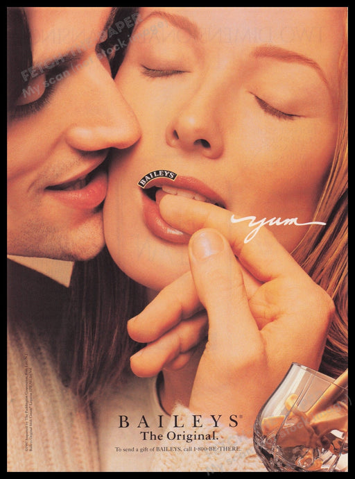 Baileys Irish Cream 1990s Print Advertisement Ad 1997 Yum Sensual Fetch the Paper!