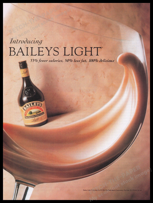 Baileys Irish Cream Light 1990s Print Advertisement Ad 1993 Fetch the Paper!