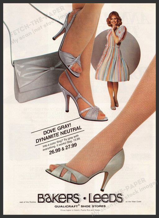 Bakers Leeds Shoes 1980s Print Advertisement 1983 Legs Dove Gray Dynamite Fetch-the-Paper