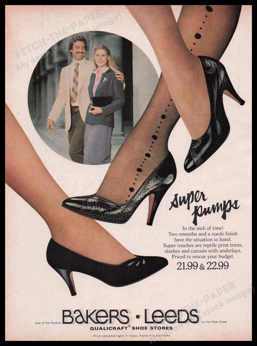 Bakers Leeds Shoes 1980s Print Advertisement Ad 1980 Super Pumps Fetch the Paper!