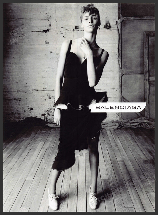 Balenciaga 2010s Print Advertisement 2013 Dress Short Hair Model Legs Attitude Fetch-the-Paper