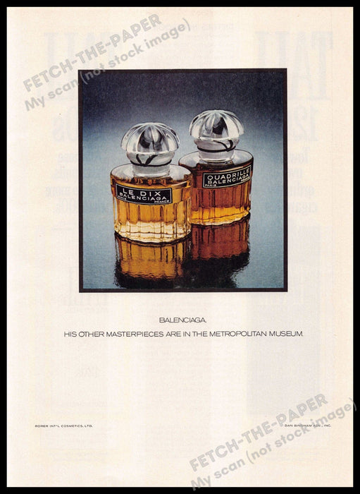 Balenciaga Le Dix 1970s Magazine Print Advertisement 1976 (Not the product) Balenciaga