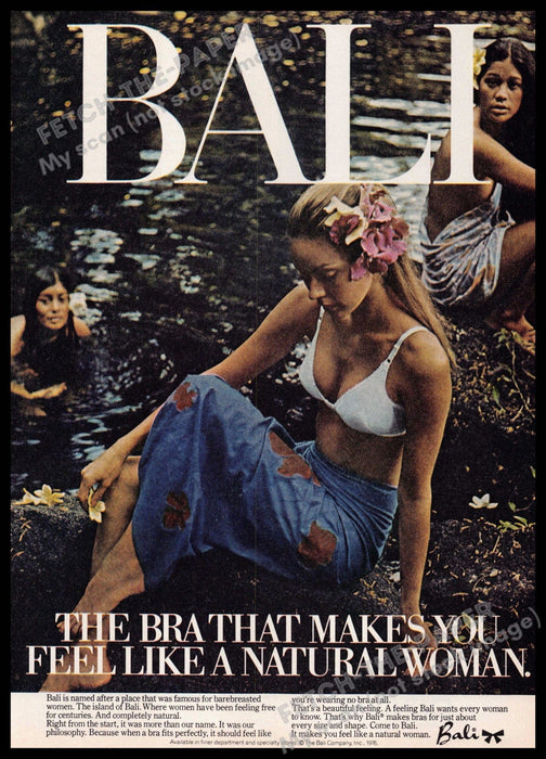 Bali 1970s Print Advertisement 1977 Natural Woman Bathing Swimming Hole Bali