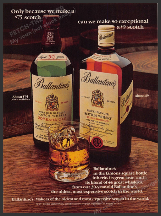 Ballantine's Scotch Whisky 1970s Print Advertisement Ad 1979 Bottles Drink Fetch-the-Paper