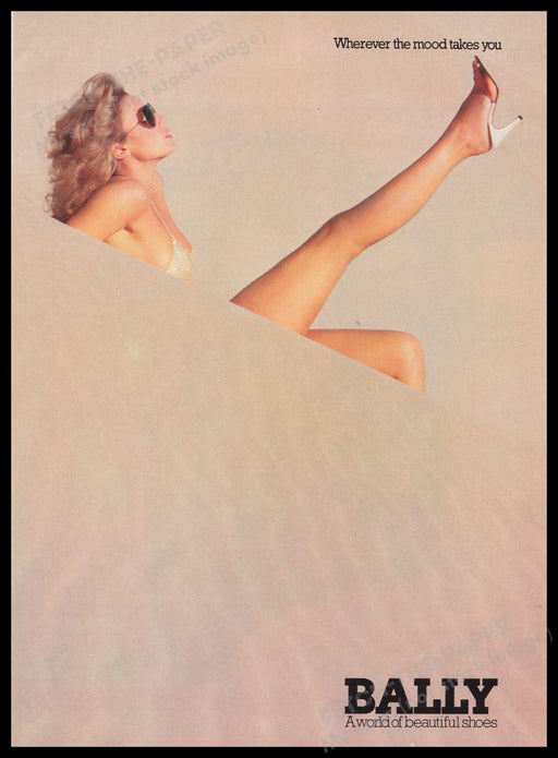 Bally Shoes Sand Dunes 1980s Print Advertisement Ad 1982 Fetch the Paper!