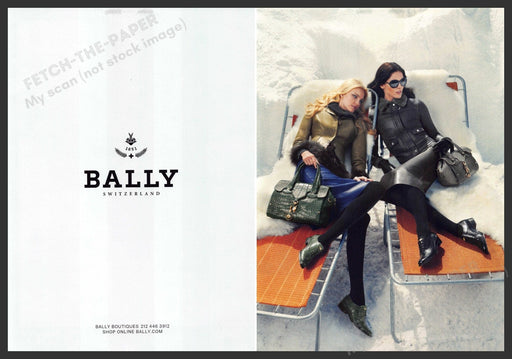 Bally Switzerland 2010s Print Advertisement 2012 Models Fashion Snow Lounge Fetch-the-Paper