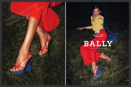 Bally Switzerland Shoes 2010s Print Advertisement (2 pages) 2011 Legs Grass Fetch-the-Paper