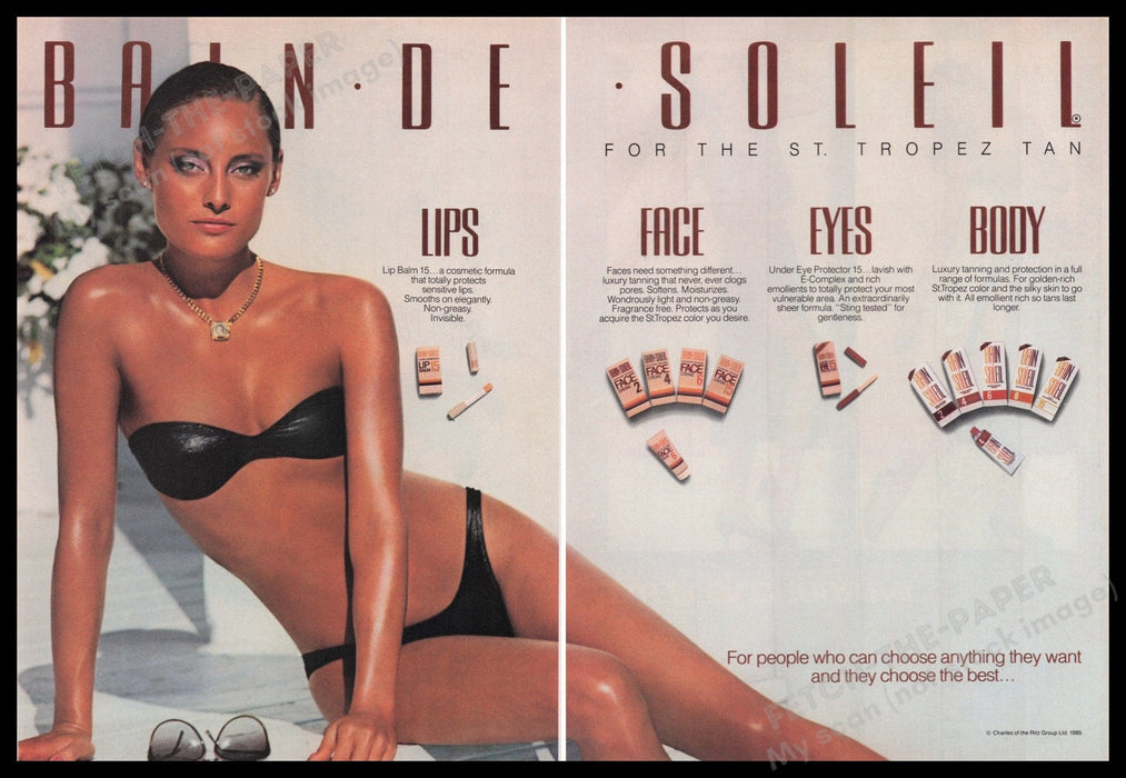 Ban De Soleil 1980s Print Advertisement Ad (2 pages) 1985 Fetch the Paper!