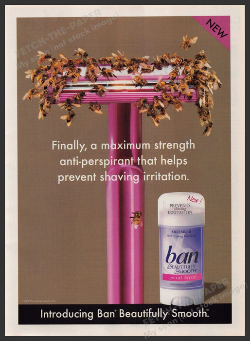 Ban Petal Bliss 2000s Print Advertisement 2002 Razor Bumblebees Fetch-the-Paper