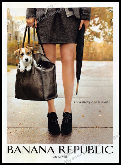 Banana Republic 2010s Print Ad 2010 Jack Russell Terrier Dog Handbag City Legs Banana Republic