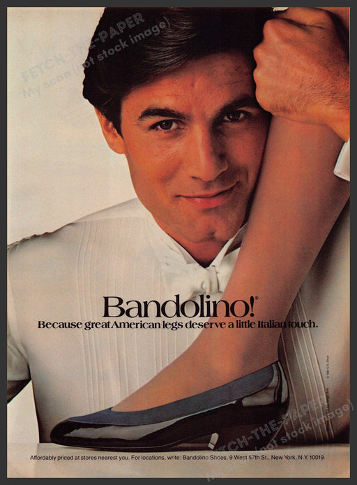 Bandolino Shoes 1980s Print Advertisement 1984 Leg Foot Man Italian Touch Fetch-the-Paper