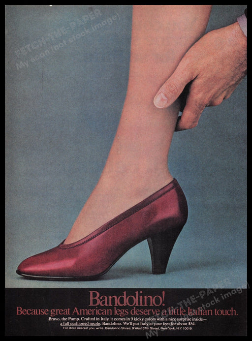 Bandolino! Shoes 1980s Print Advertisement Ad 1980 "A little Italian touch" Fetch the Paper!