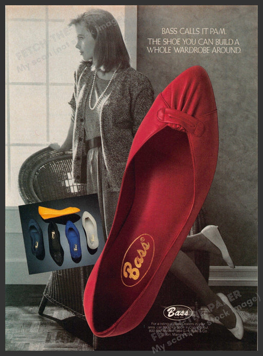 Bass "Pam" Shoe 1980s Print Advertisement 1984 Legs Working Woman Bass