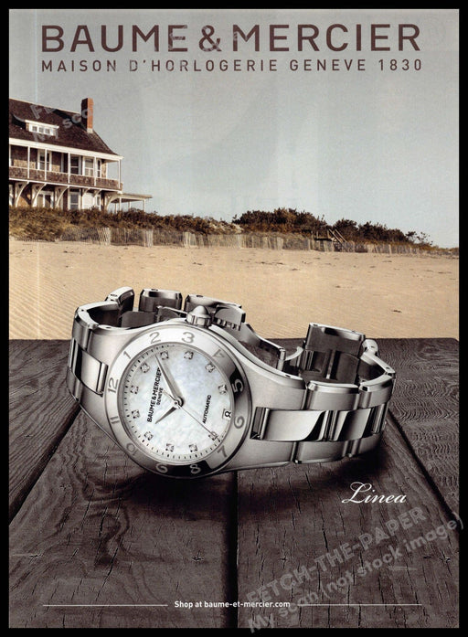 Baume & Mercier 2010s Magazine Print Advertisement 2013 Linea Beach Boardwalk Baume & Mercier
