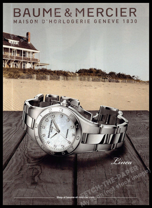 Baume & Mercier 2010s Magazine Print Advertisement 2013 Linea Beach Boardwalk Baume & Mercier