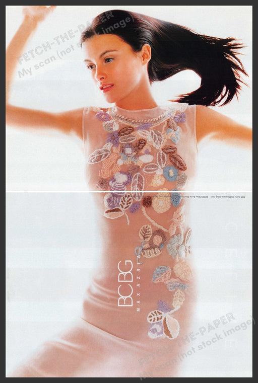 BC BG Max Azria 1990s Print Advertisement (2 pgs) 1999 Sexy Dress Girl Fetch the Paper!