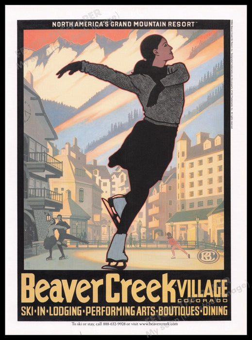 Beaver Creek Village Colorado 1990s Print Advertisement Ad 1999 Resort Promo Fetch the Paper!