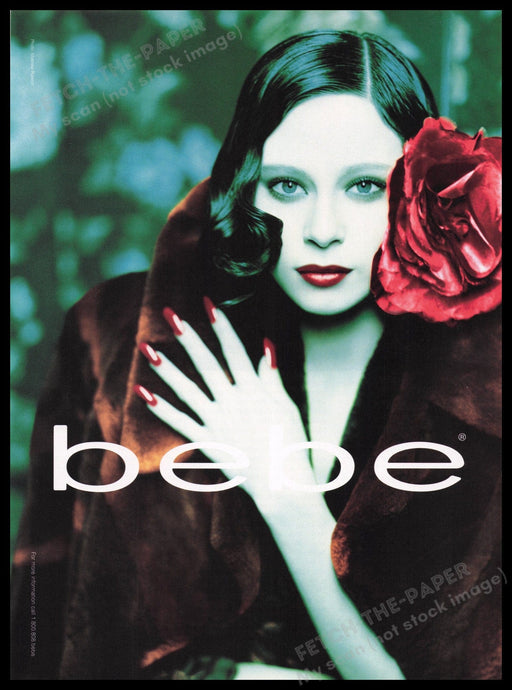 Bebe Clothing Nina Brosh 1990s Print Advertisement Ad 1997 Fur Coat Model Fetch the Paper!